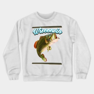 Wisconsin fishing poster Crewneck Sweatshirt